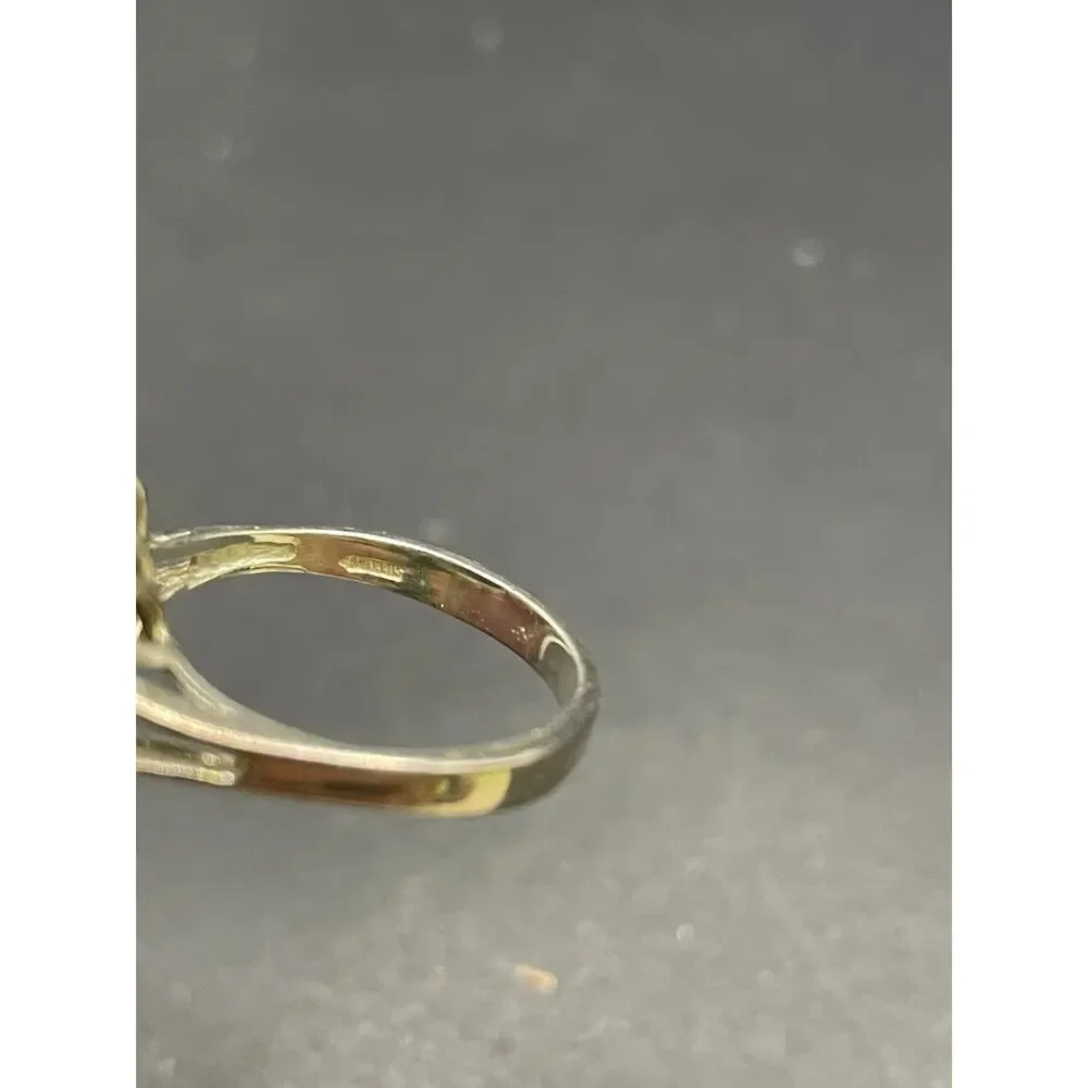 Vintage Sterling Silver 925 Fire Opal Glass Ring Size 8.5 Statement Solitaire